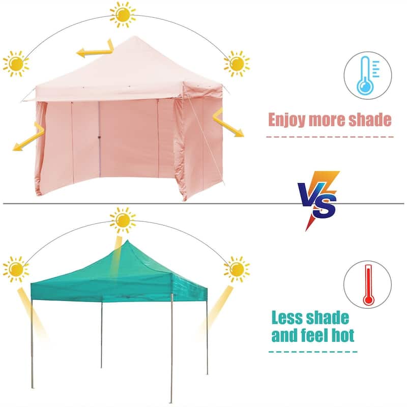 Pop up Gazebo with 4 Height and Adjust Folding Awning - 10' x 10' (L x W x H)