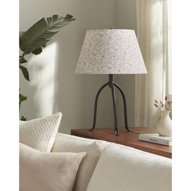 Livabliss Floriva Traditional Accent Table Lamp - 25"H x 17"W x 17"D - Pink/Red/Green