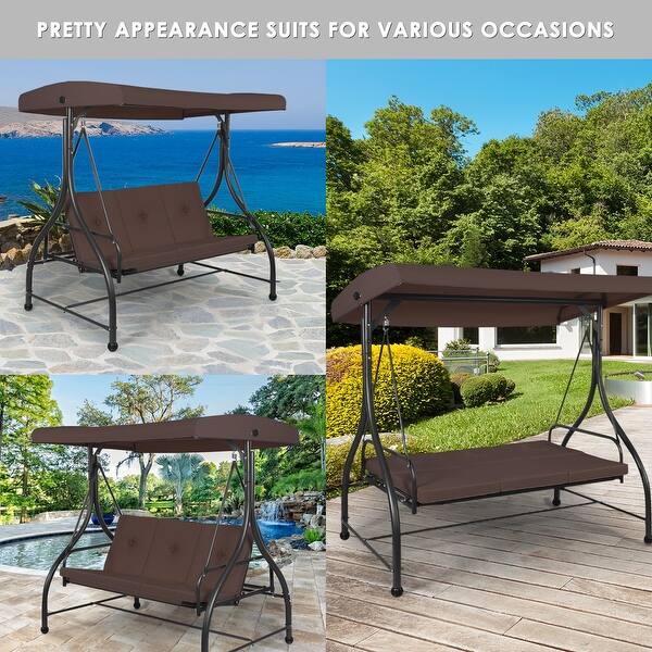 Shop Costway Converting Outdoor Swing Canopy Hammock 3 Seats Patio