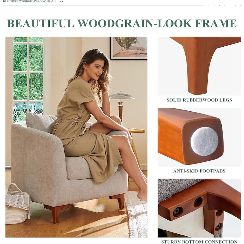 Sherpa Accent Chair with Storage Ottoman Set, Upholstered Barrel Club Arm Chair with Footrest Set of 1/2
