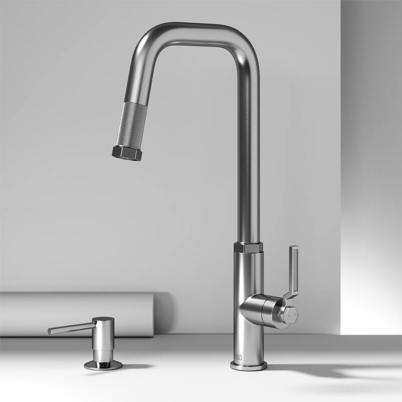 VIGO Hart Angular 18" H Single Handle Pull-Down Kitchen Faucet