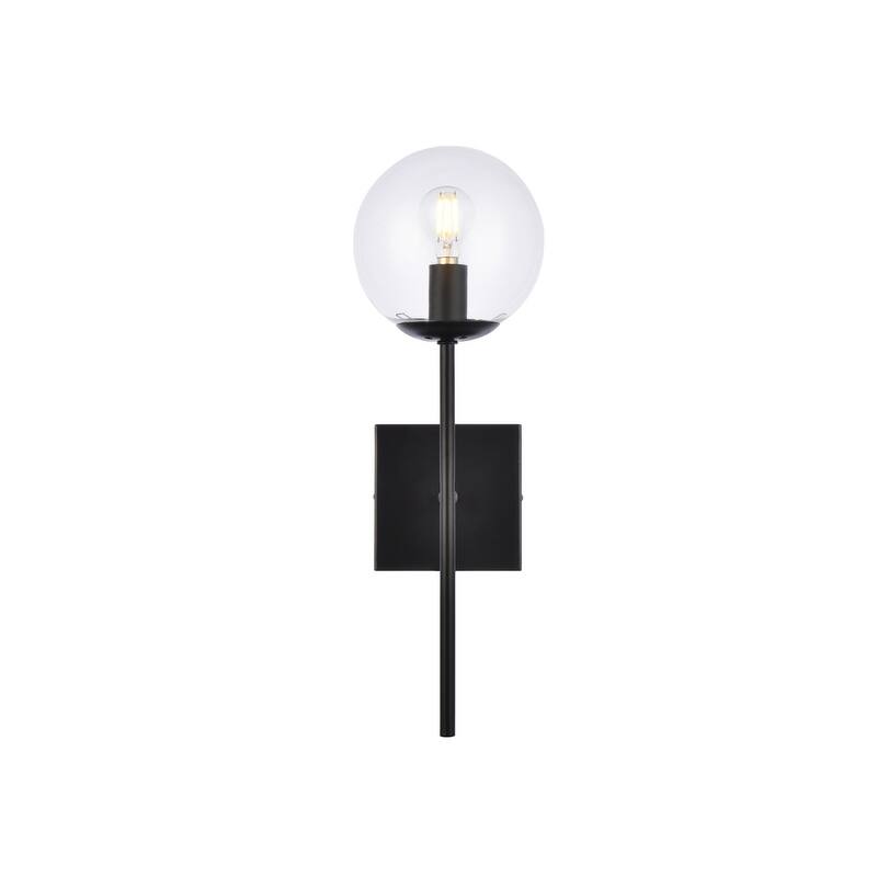 Nina 1 Light Clear Glass Wall Sconce - Black