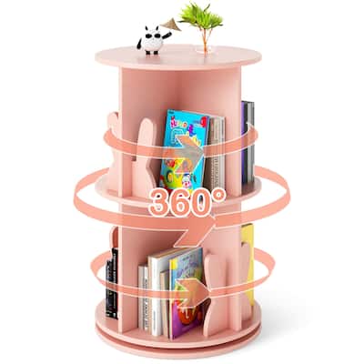 Costway Kids Rotating Bookshelf 2 Tier Freestanding 360° Revolving - See Details