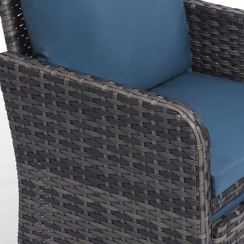 5 Pieces Patio Chair Ottoman Conversation Set with Cushions Table