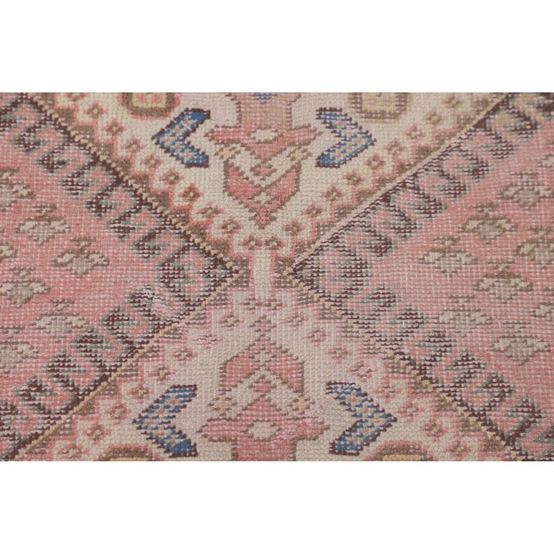 Distressed Pink Bakhtiari Persian Vintage Rug Hand-Knotted Wool Carpet - 5'6" x 9'7"