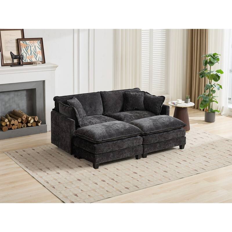 Cloud Sofa Ottoman, Modern Sectional Couch, for Living Room Bedroom and Apartment, Comfy Double Layer Upholstered Seat Cushion