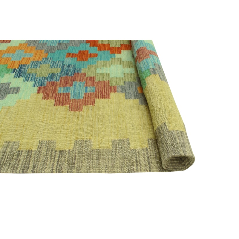 Sangat Flatweave Jaja Gold/Grey Rug - 4'10" x 6'5"
