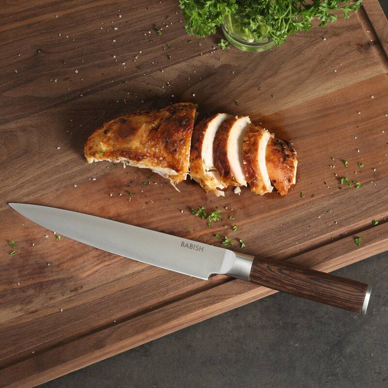 Babish High Carbon 1.4116 German Steel Full Tang 8-Inch Carving Knife - for Carving Meat, Turkey, Roast & BBQ