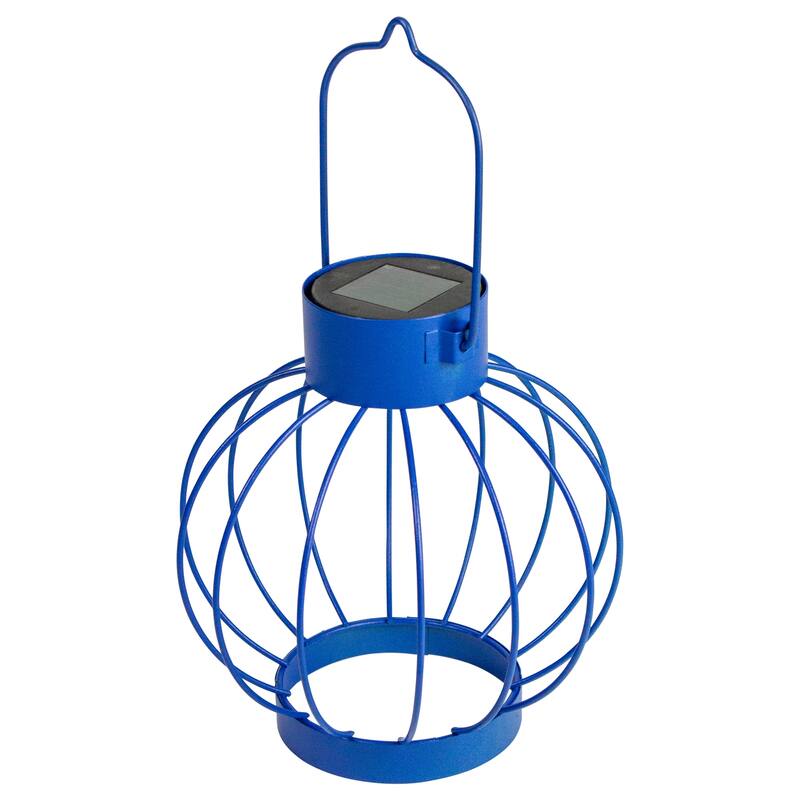 6.5" Blue Outdoor Hanging LED Solar Lantern with Handle - 6.5