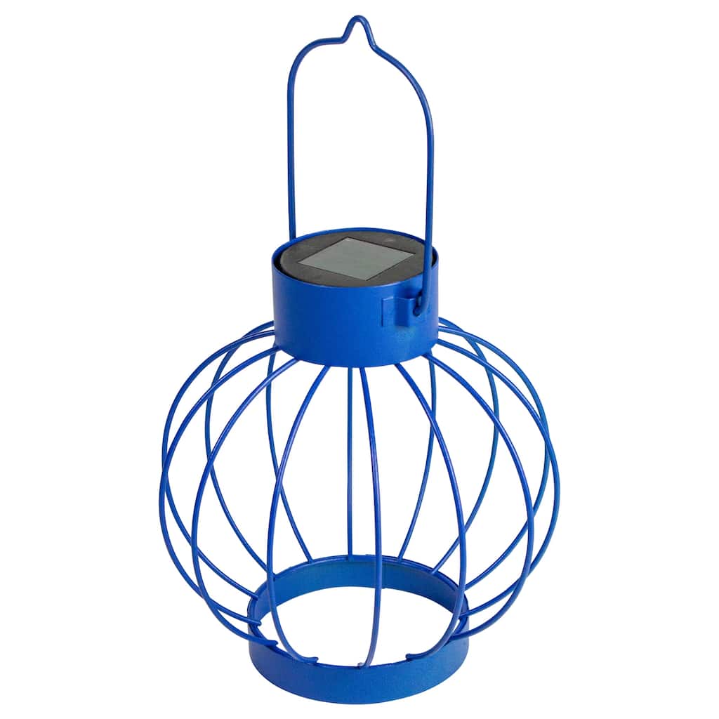 6.5" Blue Outdoor Hanging LED Solar Lantern with Handle - 6.5