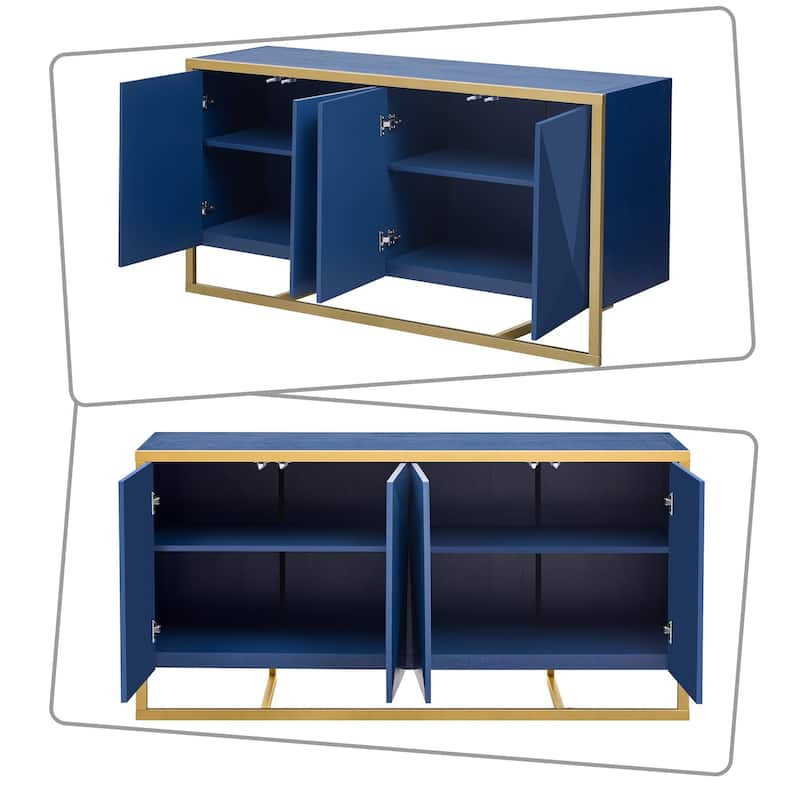 Modern luxury style sideboard with metal base and shelves for bedroom kitchen living room hallway