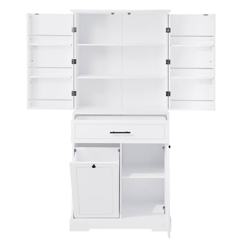 GDFStudio - Sebastian Tall Multi-Functional Bathroom Storage Cabinet with Integrated Hamper