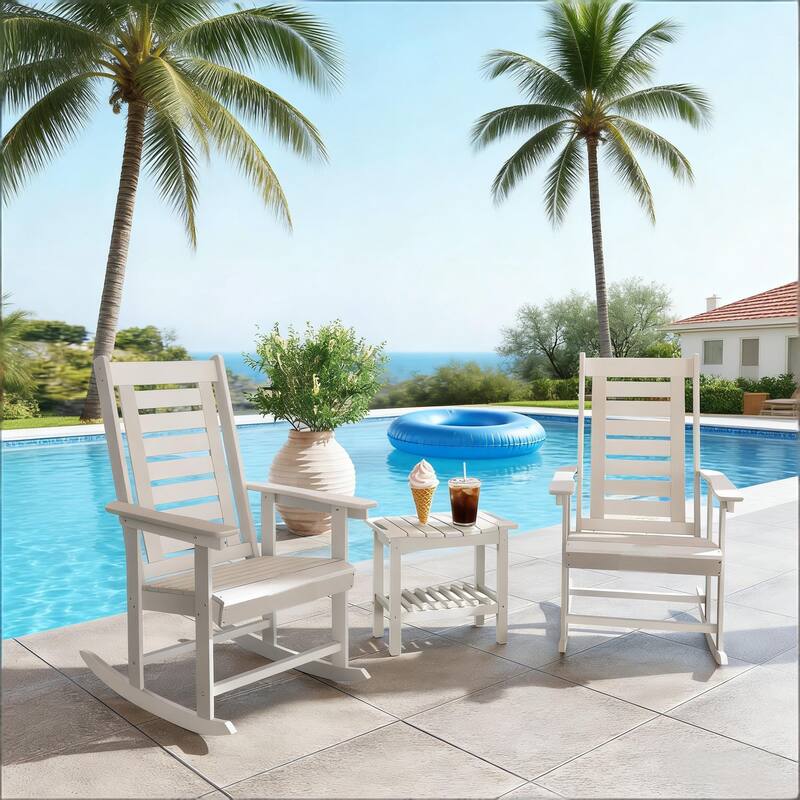 GDFStudio - Oliver Classic HDPE Outdoor Rocking Chair Set