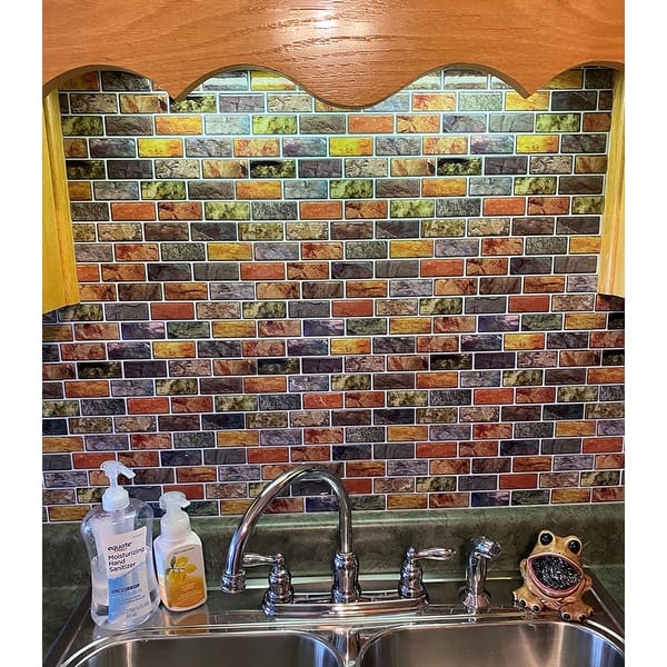 Art3d Amber Mix 12 in. x 12 in. Peel and Stick Wall Tile Backsplash (6-Pack)