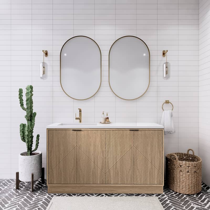 Milano 60" Freestanding Bathroom Vanity with Left White Sink