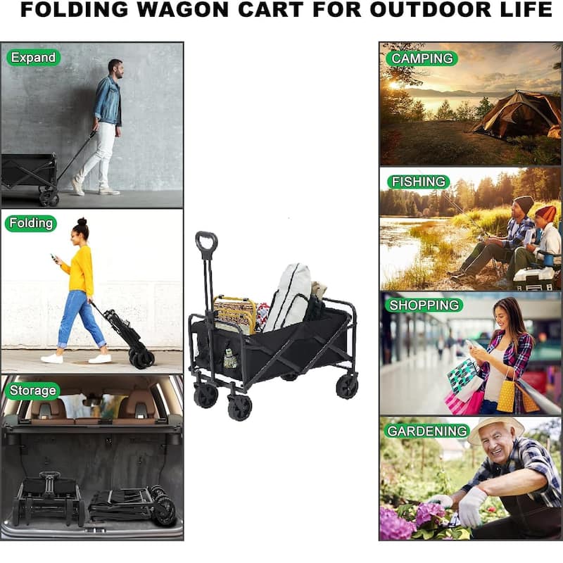 ColourTreeUSA 200 lbs. Capacity Folding Collapsible All Terrain Outdoor Portable Utility Wagon Cart