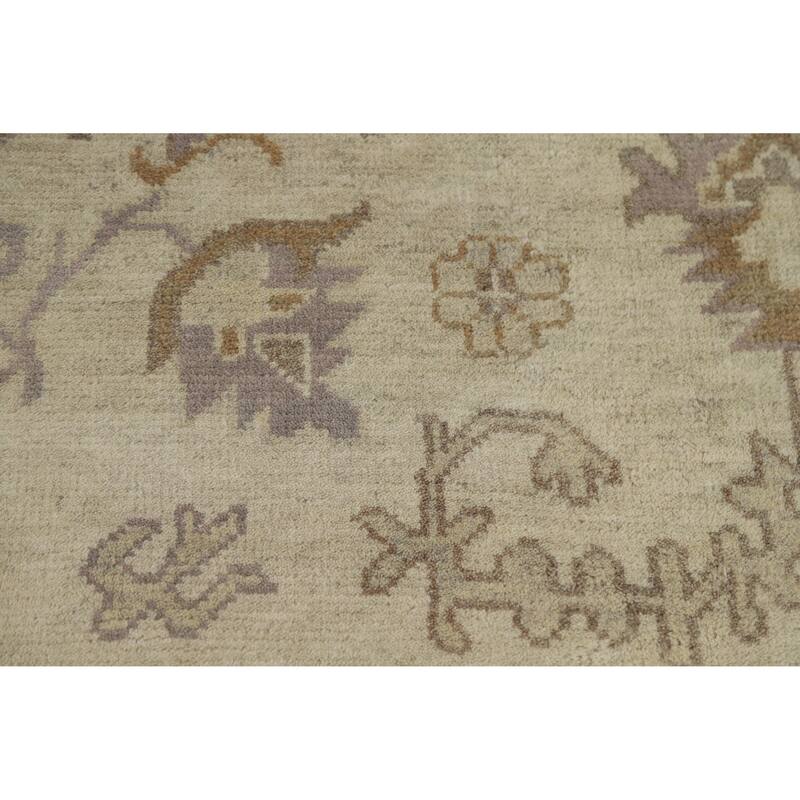 Earth Tone Oushak Style Area Rug Hand-Knotted Wool Carpet - 8'11" x 12'2"