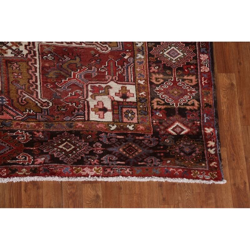 Vintage Vegetable Dye Heriz Persian Area Rug Wool Hand-knotted Carpet - 9'10" x 13'0"