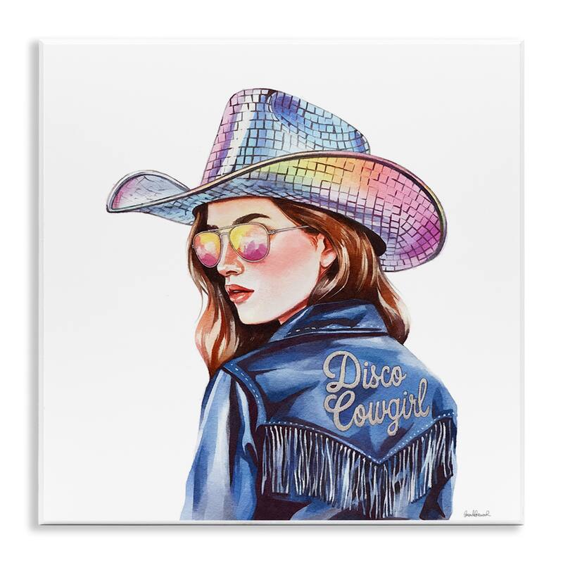 Stupell Disco Cowgirl in Blue Wall Plaque Art Design By Amanda Greenwood - 12 x 12