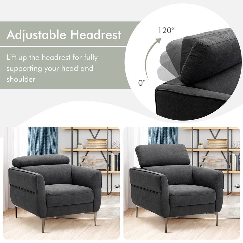 Costway Modern Upholstered Accent Chair Single Sofa Armchair w/ - 33'' x 38.5'' x 32.5''