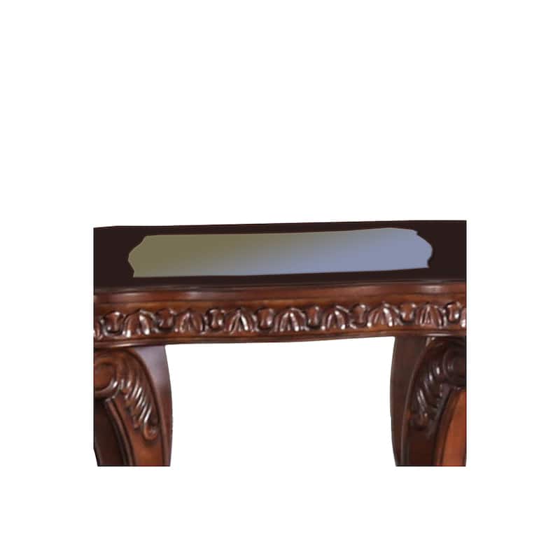 26 in. Brown Rectangle Wood End Table with Cabriole Legs