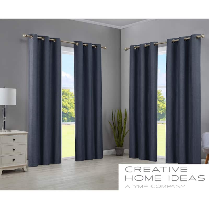 Creative Home Ideas Legrae Blackout Grommet Window Curtain Panel Pair with Tiebacks