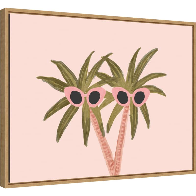 Palm Trees and Sunglasses by Kendra Dandy Canvas Art Framed - Sylvie Maple