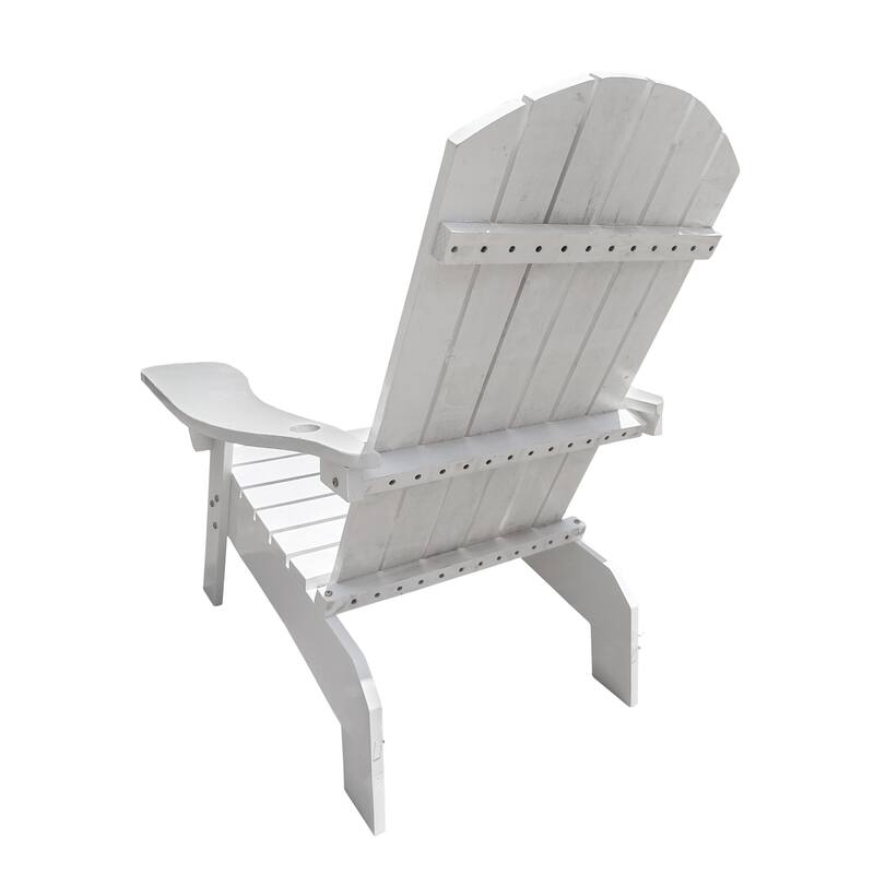 White Populus Wood Adirondack Chair with Wide Armrest and Sloped Seat - 32.28” W x 31.1” D x 38.19” H