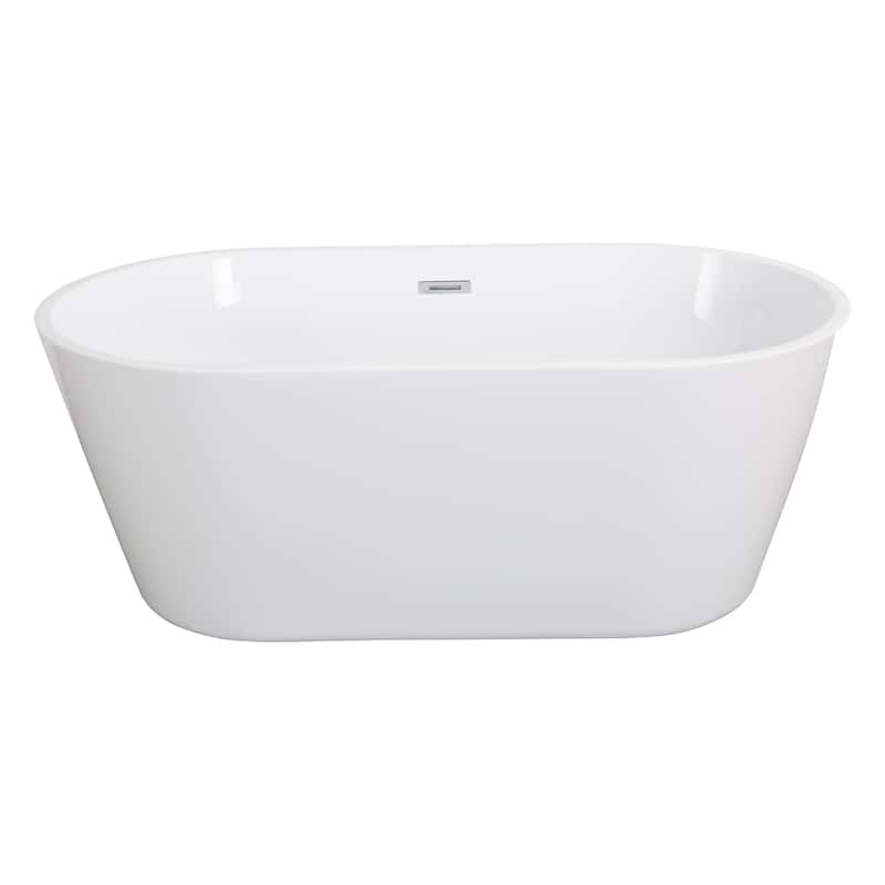 60"/63"/67" Acrylic Freestanding Soaking Bathtub in White with Drain