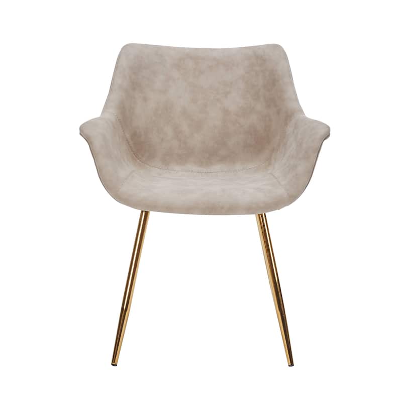 Markley Modern Leather Dining Armchair Set of 4 With Gold Metal Legs Accent Side Chair