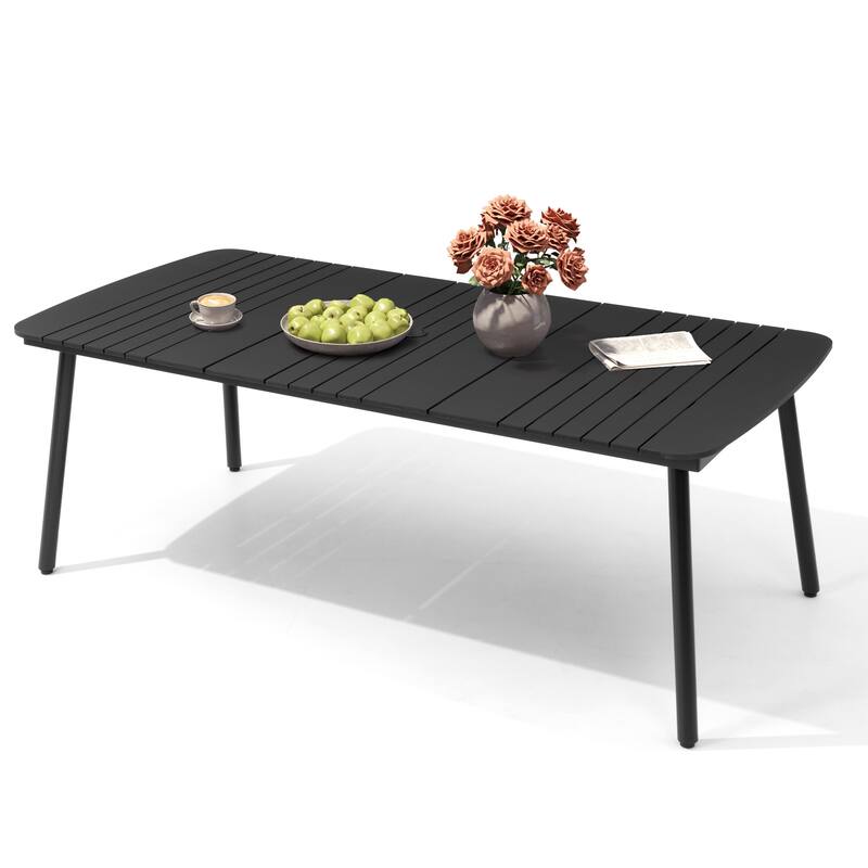Pellebant Patio Dining Table Rectangular Aluminum Outdoor Table