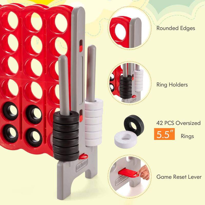 Gymax Jumbo 4-to-Score Game Set 4 in A Row Kids Adults w/ 42 Jumbo