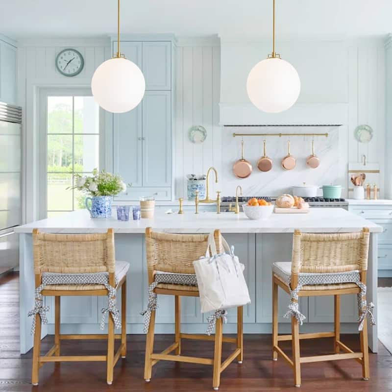 Mininalist 1-Light Single Glass Frosted Globe Pendant - 15.7in