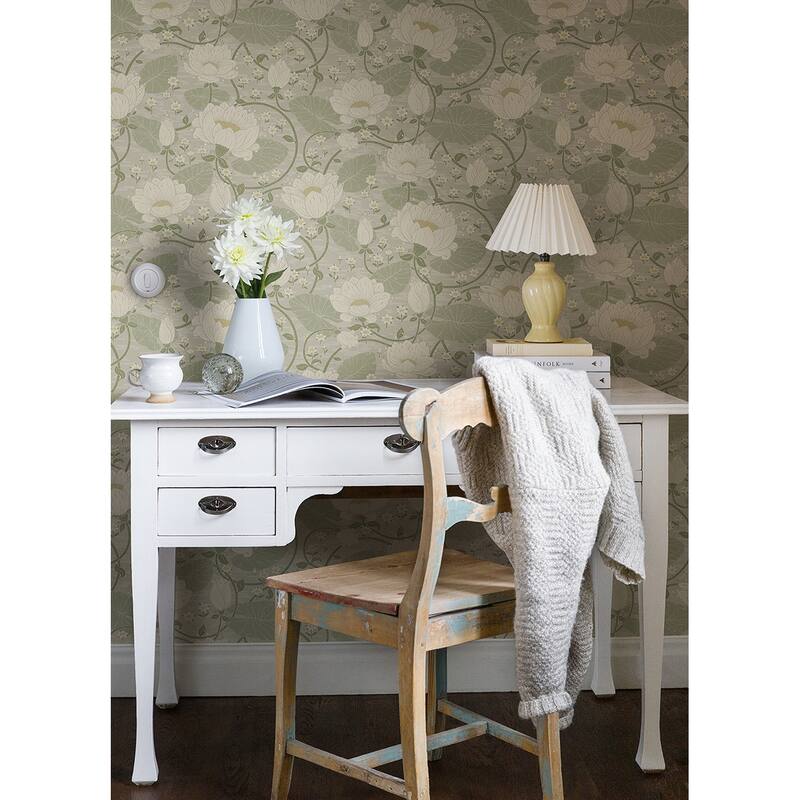 A-Street Prints Eva Light Grey Lotus Dreams Wallpaper