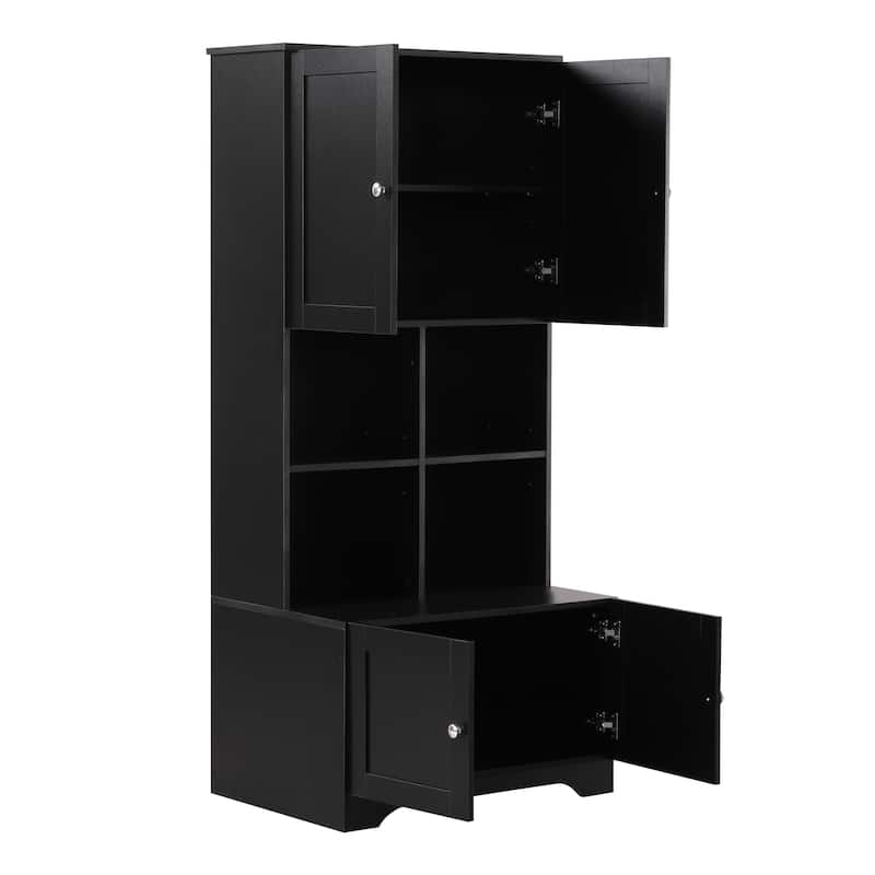 GDFStudio - Carter Tall and Wide Freestanding Storage Cabinet with 4 Doors and Adjustable Shelves, MDF