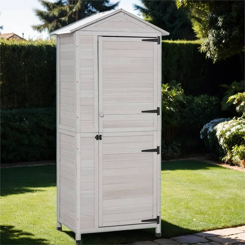 36" x 25" Wooden Storage Shed Cabinet with Shelves and Magnetic Latch