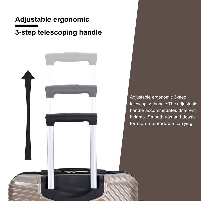Merax 3 Piece ABS+PC Hardside Lightweight Luggage Sets with Two Hooks and Spinner Wheels, for Family Travel