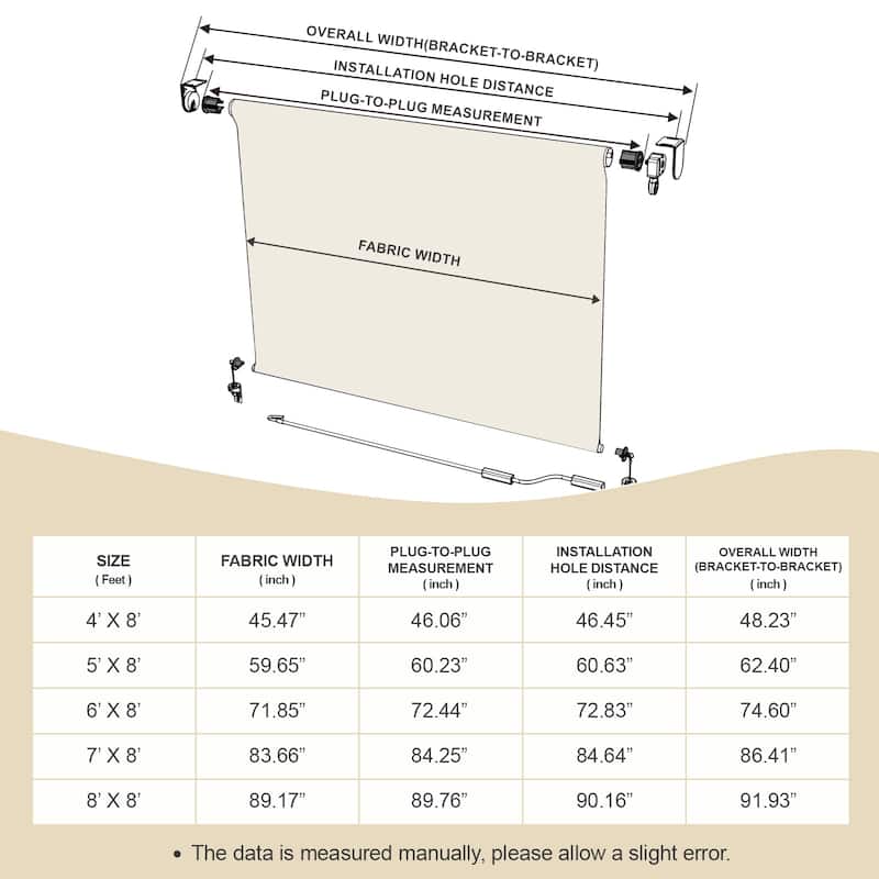 Aoodor 5% Openness Cordless Solar Fabric Roller Shade, 95% UV Protection Blinds