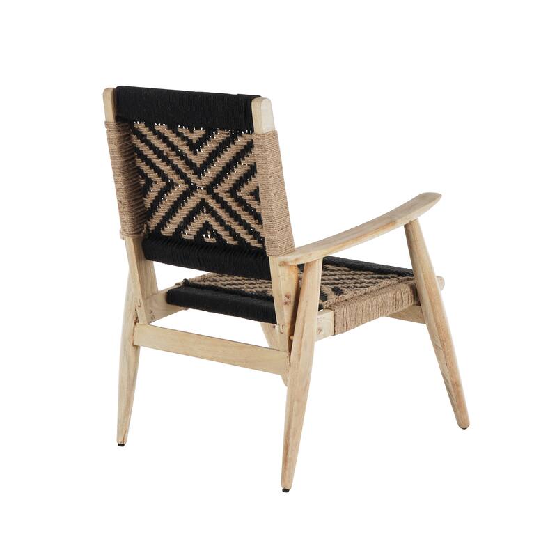 Black or White Jute Rope Handmade Living Room Accent Chair with Brown Mango Wood Frame