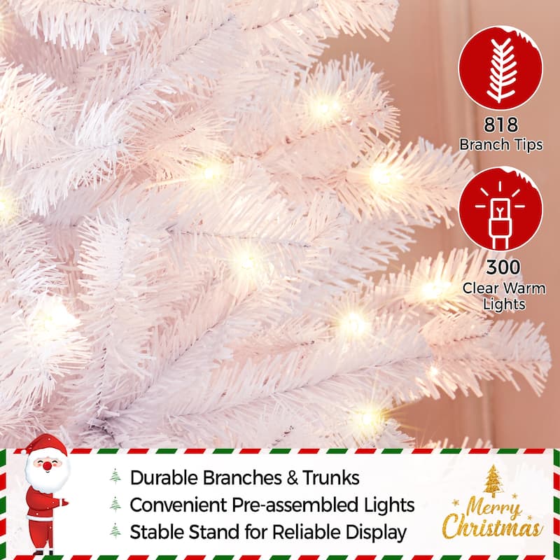 Yaheetech 4.5ft/6ft/7.5ft Pre-Lit Fir Artificial Christmas Tree with 150 Incandescent Warm Lights & 324 Tips