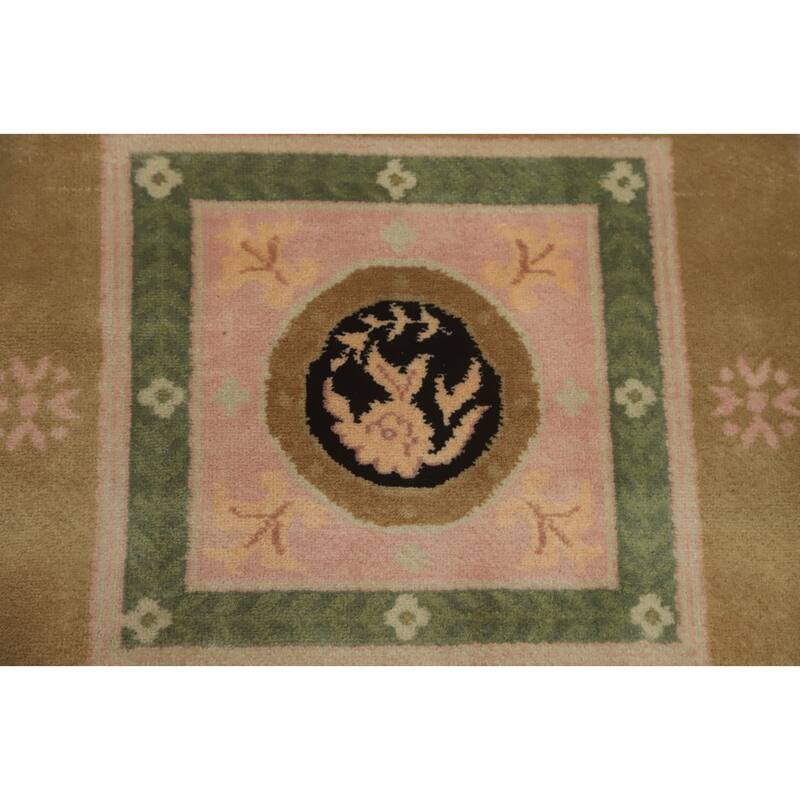 Hand-knotted Traditional Wool Brown Geometric Oriental Area Rug - 11' 8'' X 8' 9''