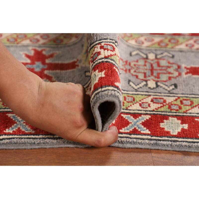 Gray Kazak Oriental Area Rug Hand-Knotted Wool Carpet - 6'7" x 9'6"