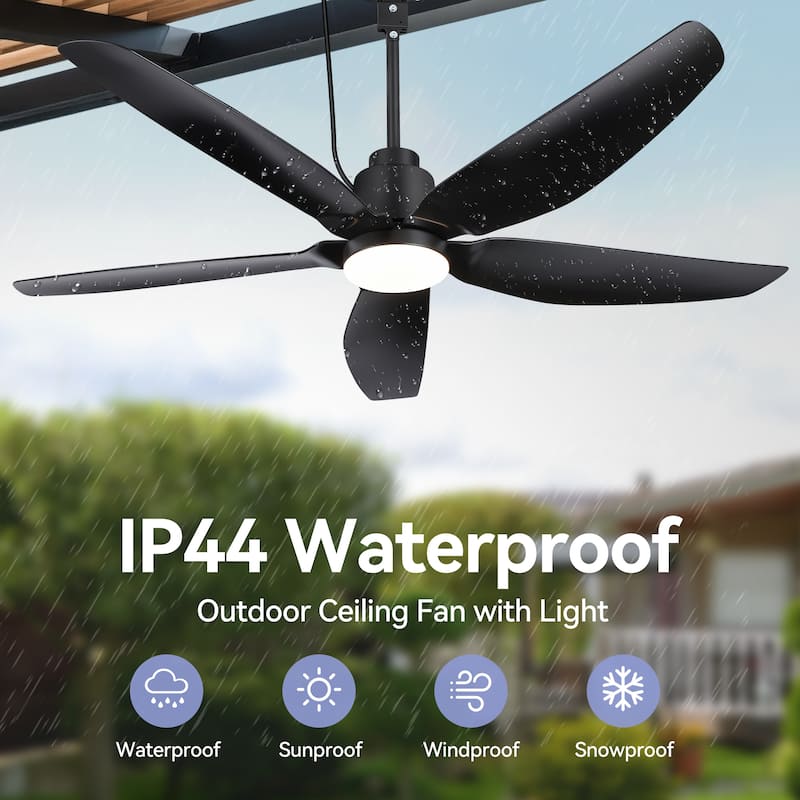 42"/52" Waterproof 5-Blade Outdoor Ceiling Fan with LED Light and Remote