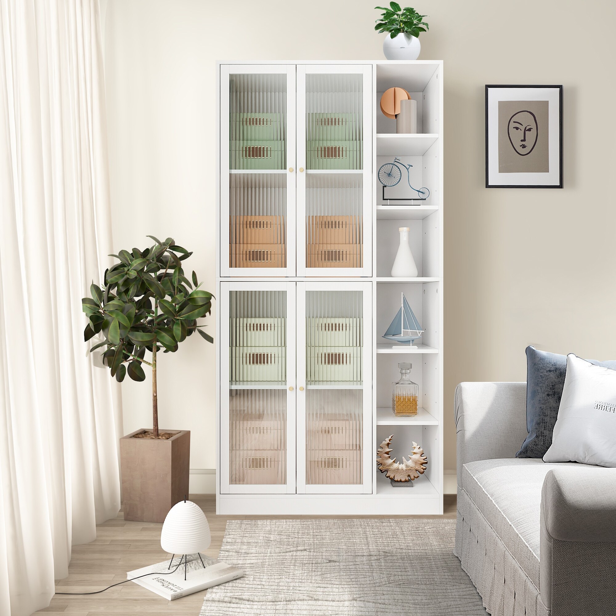 Freestanding Tall Kitchen Pantry, 72.4 Minimalist Kitchen Storage Cabinet  Organizer with 4 Doors and Adjustable Shelves, White - On Sale - Bed Bath &  Beyond - 36914027