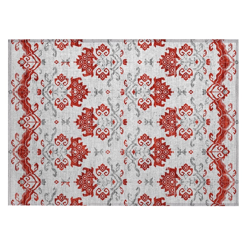 Machine Washable Indoor/ Outdoor Chantille Medallion Damask Rug