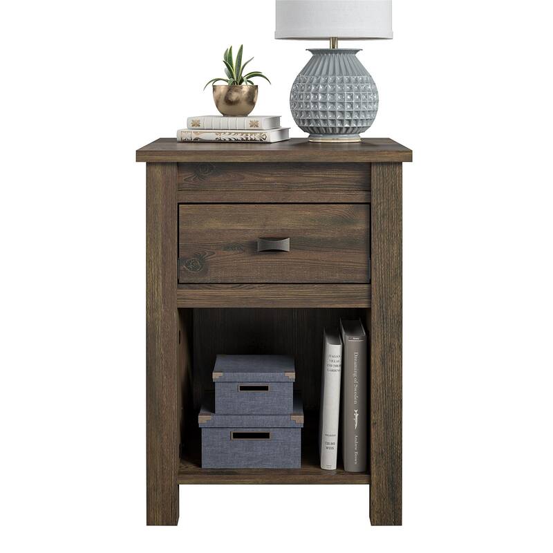 Rustic Nightstand with Retro Design and Ample Storage for Country Themed Bedroom