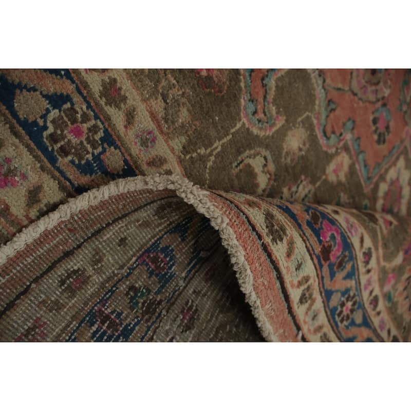 Hand Knotted Oriental 100% Wool Carpet Traditional Floral Coral Mashad Area Rug - 11' 4'' X 8' 1''