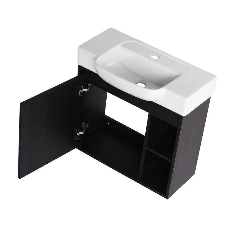 Beingnext 24"/28" Bathroom Vanity with Sink, Floating Bathroom Vanity with Soft Close Door and Shelf