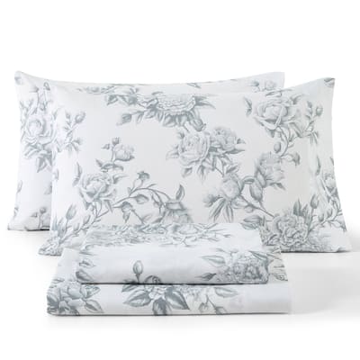 HLC.ME Floral Bed Sheets - Multi-Piece Bed Sheet Set - Wrinkle Resistant & Ultra Soft - Fits Mattresses up to 15 Inches Deep
