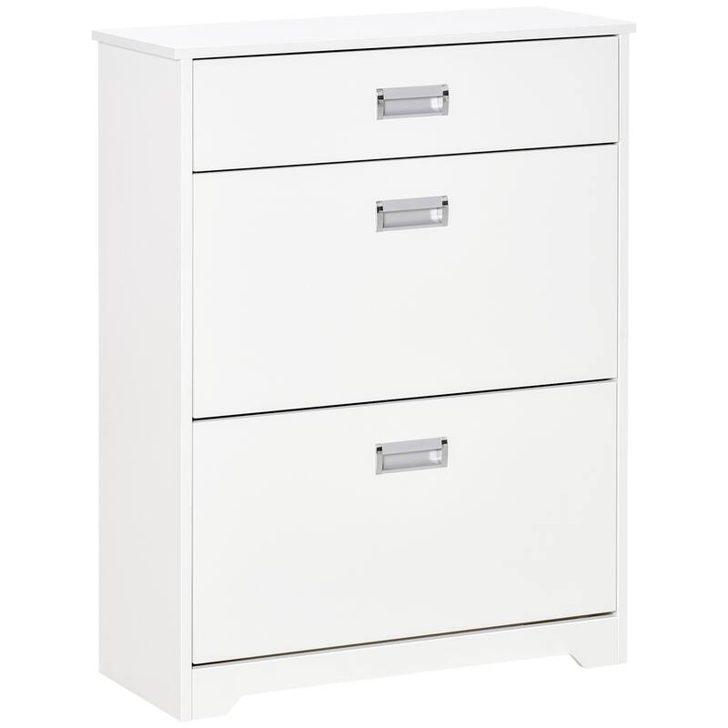 Modern Shoe Storage Rack Organizer Cabinet with Adjustable Shelves and Pull-Out Drawer for 16 Pairs, for Hallway and Entryway